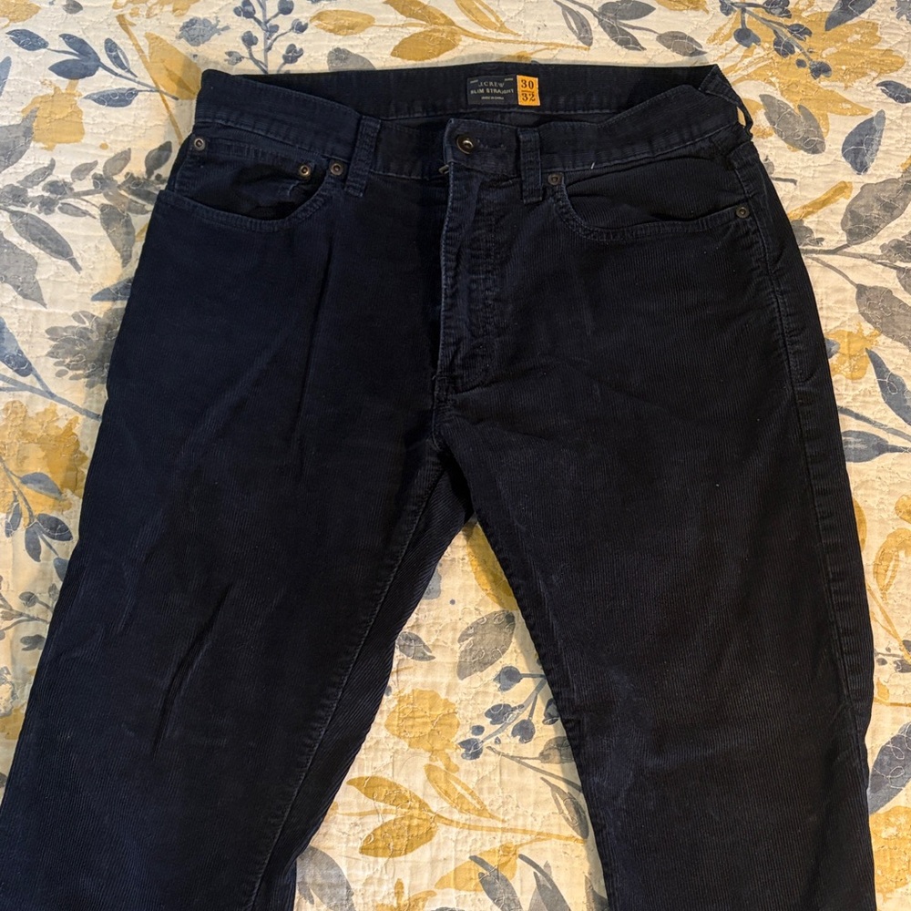J. Crew Slim Straight Corduroy Pants in Navy